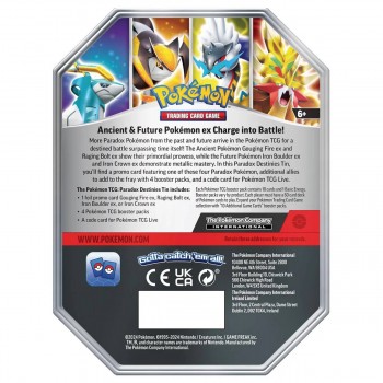 Pokémon TCG: Paradox Destinies Gouging Fire Ex rinkinys metalinėje dėžutėje Pokémon TCG: Paradox Destinies Gouging Fire Ex rinkinys metalinėje dėžutėje